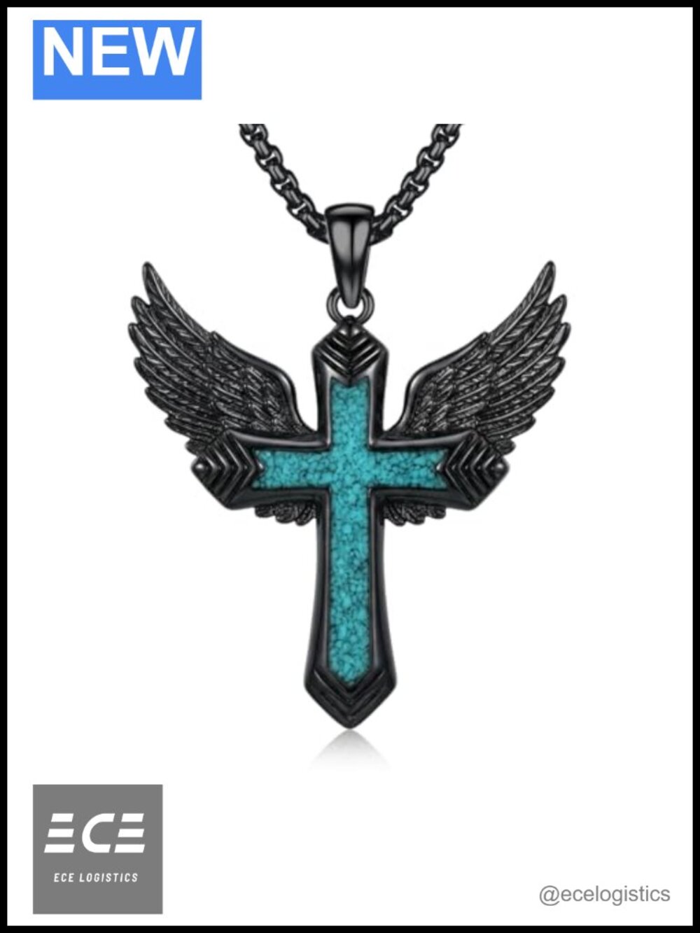 Sterling Silver Angel Wings Cross Necklace 925 Hypoallergenic Gift